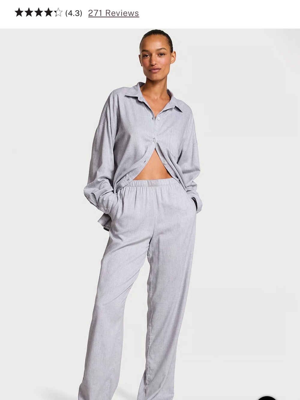 Victoria's Secret Light Gray Relaxed Button-Down Pajama Set